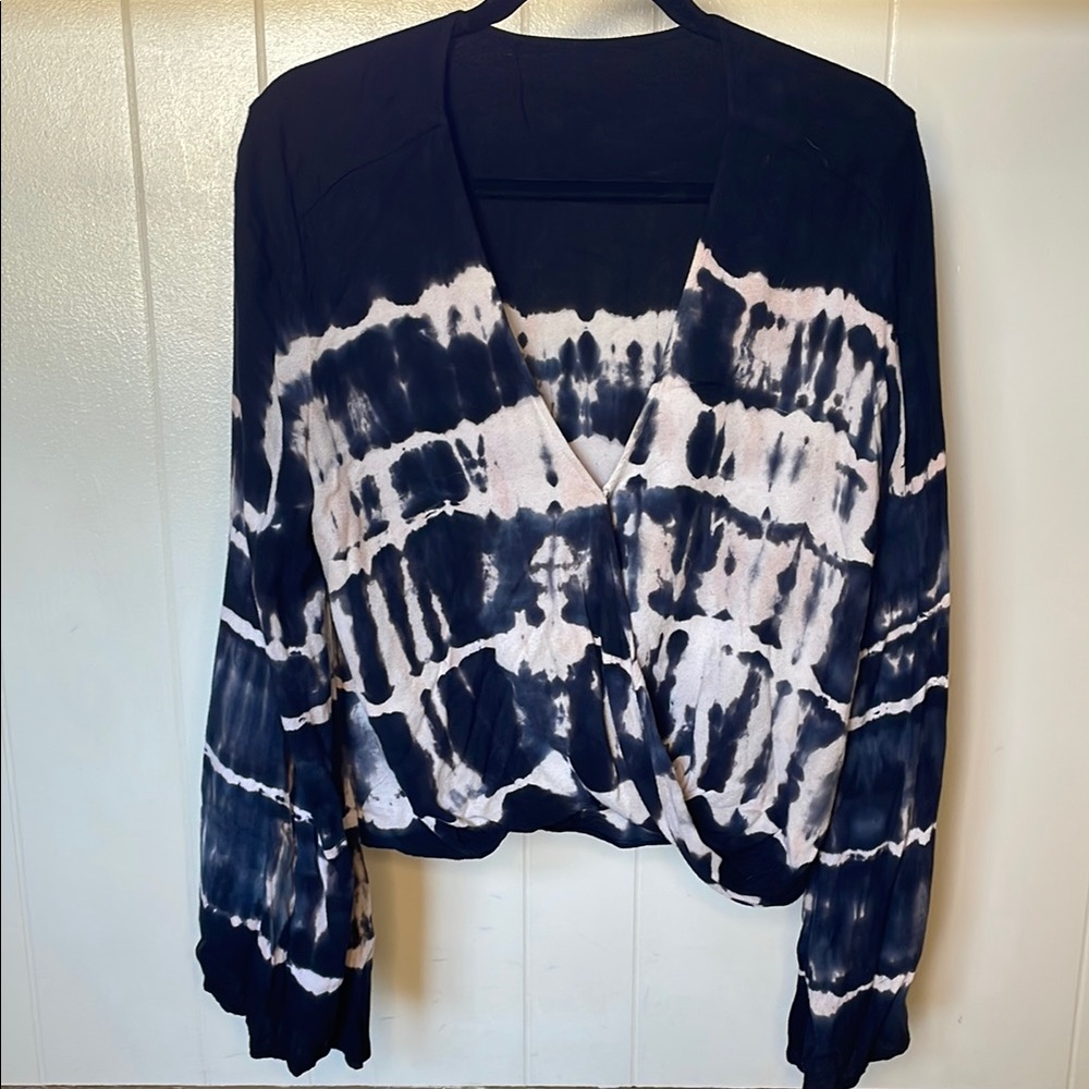 Blue Life Hayley Wrap Top in Navy Tie Dye